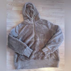 Old Navy Women’s Brown 1/2 Zip Sherpa Hoodie, Size Medium